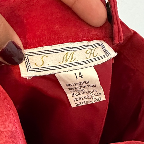 Vintage Genuine Suede Leather Patchwork Red Maxi Skirt - Picture 5 of 5